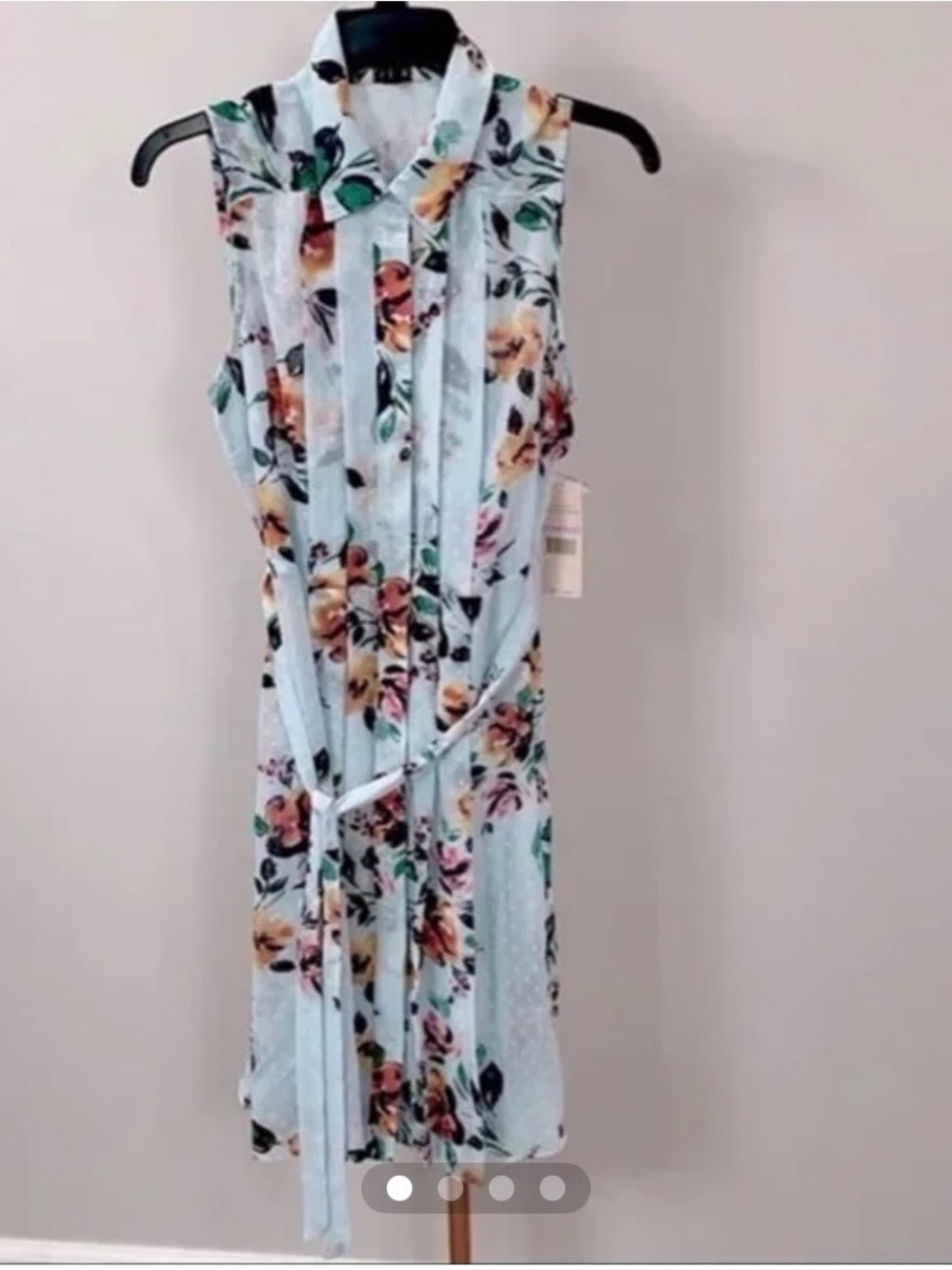 Nanette Lepore Floral Pleated Midi Dress Light Blue Size 10 NWT Cottagecore